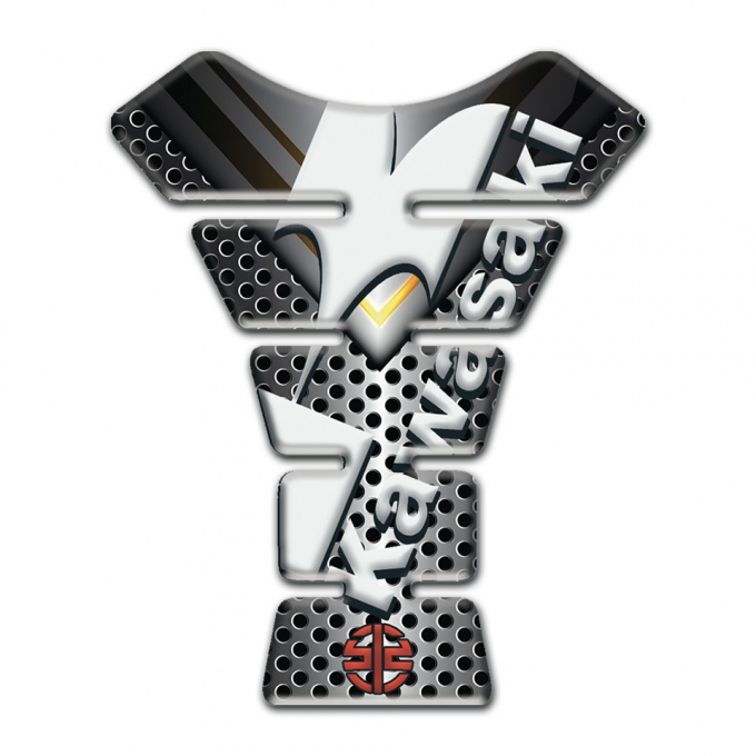 Kawasaki Tank Protector Perforated Aluminium Base White Logo
