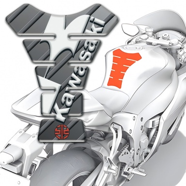 Kawasaki Tank Guard Pads Gray Model with White Logo