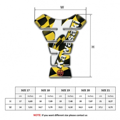 Kawasaki Tank Pad Protector Yellow Black Squares Design with White Logo 