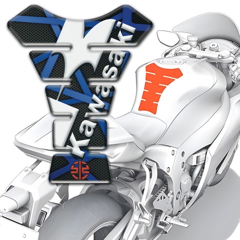 Kawasaki Tank Fuse Black with Blue Lines Model with Red Small Logo 