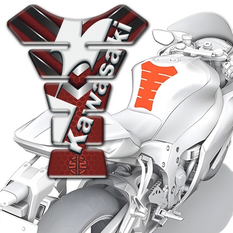 Kawasaki Tank Protector Red Design with Nikel Elements Style 