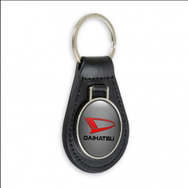 Daihatsu Leather Keychain Light Carbon Red Logo
