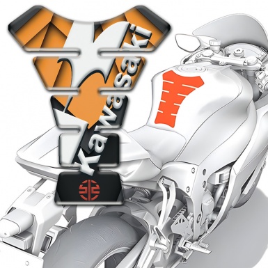 Kawasaki Tank Protector Orange Parts Design White Diagonal Logo 