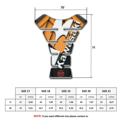 Kawasaki Tank Protector Orange Parts Design White Diagonal Logo 
