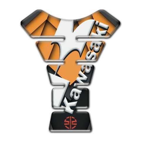 Kawasaki Tank Protector Orange Parts Design White Diagonal Logo 