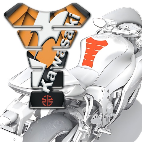 Kawasaki Tank Protector Orange Parts Design White Diagonal Logo 