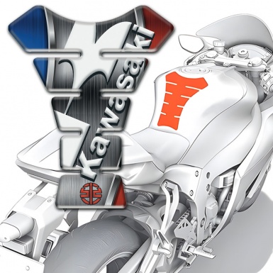 Kawasaki Tank Pad Protector White Diagonal Logo Style 