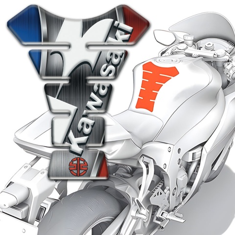 Kawasaki Tank Pad Protector White Diagonal Logo Style 