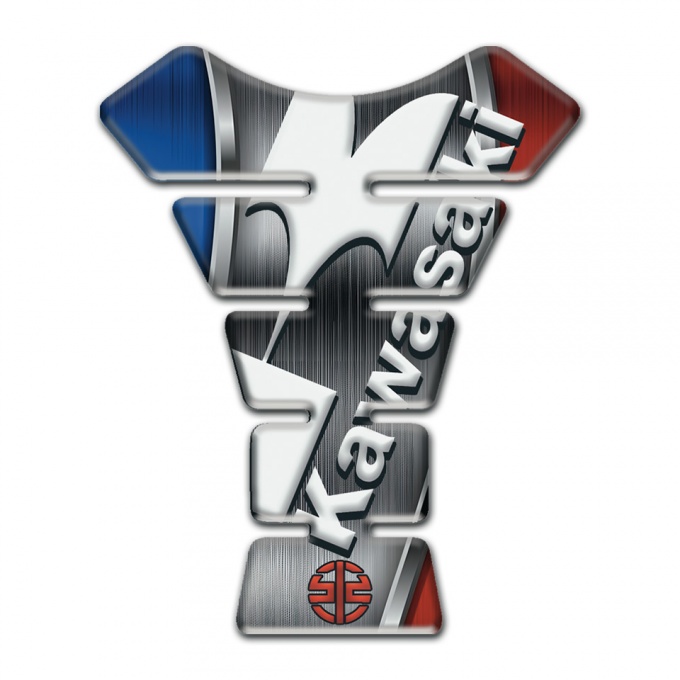 Kawasaki Tank Pad Protector White Diagonal Logo Style 