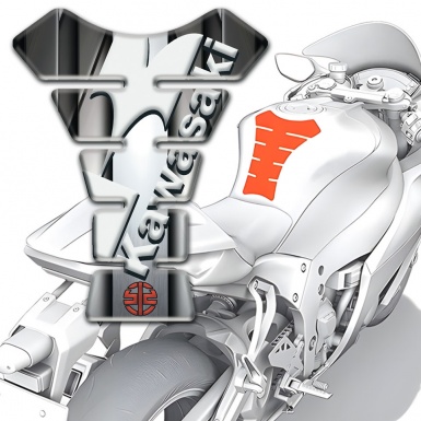 Kawasaki Tank Pad Motorbike Metal Edition White Logo