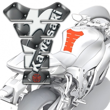 Kawasaki Tank Guard Pads Gray Leather Version