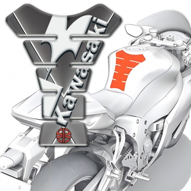 Kawasaki Tank Guard Pads Gray Base with White Stripes Decoration