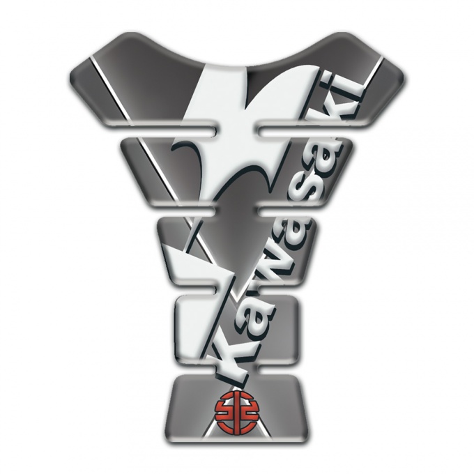 Kawasaki Tank Guard Pads Gray Base with White Stripes Decoration