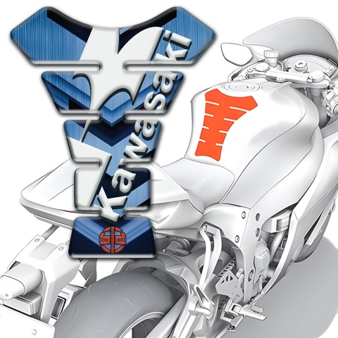 Kawasaki Tank Protector Navy Blue Details Style White Logo 