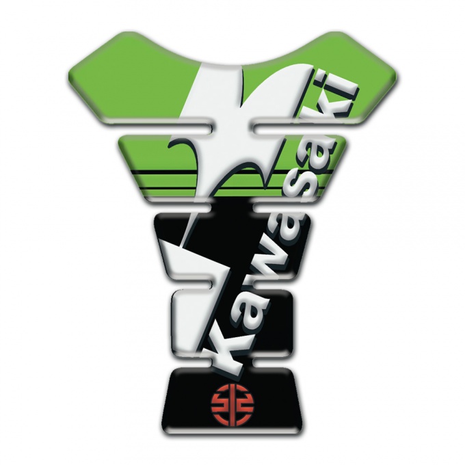 Kawasaki  Tank Guard Pads Green Black Style Base White Logo 