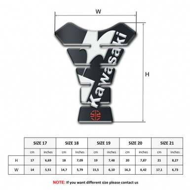 Kawasaki Tank Pad Protector Graphite effect Base White Logo Design
