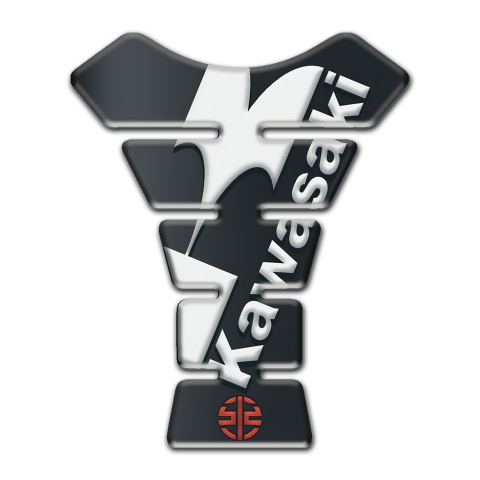 Kawasaki Tank Pad Protector Graphite effect Base White Logo Design 