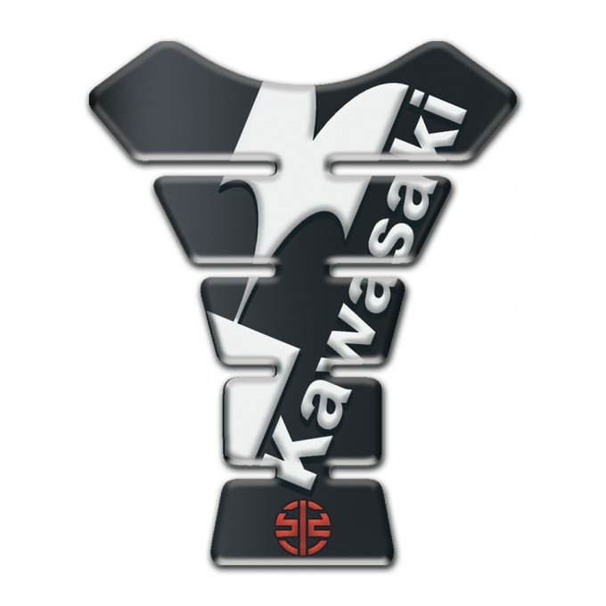 Kawasaki Tank Pad Protector Graphite effect Base White Logo Design