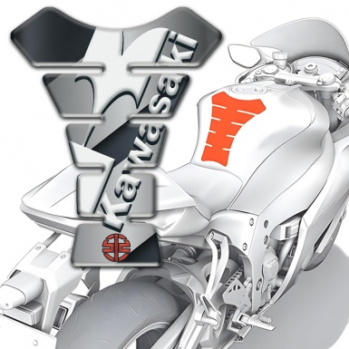 Kawasaki Tank Fuse Gray Diagonal Tape Style White Logo Design
