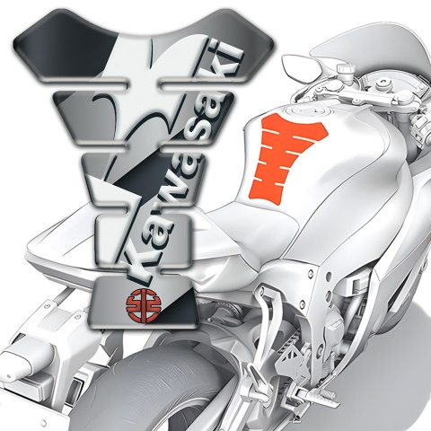 Kawasaki Tank Fuse Gray Diagonal Tape Style White Logo Design 