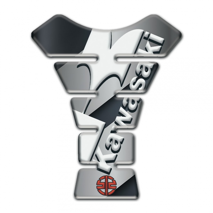 Kawasaki Tank Fuse Gray Diagonal Tape Style White Logo Design
