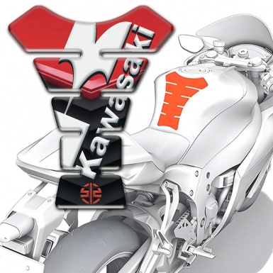 Kawasaki Tank Pad Motorbike Red Black Base White Logo Design