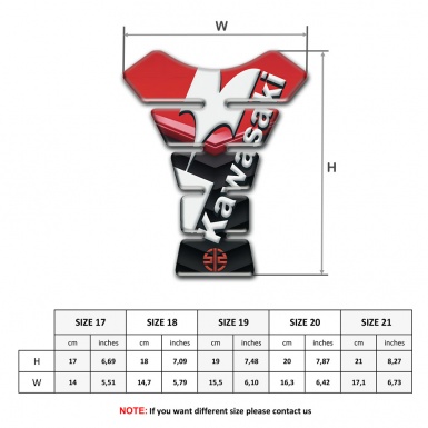 Kawasaki Tank Pad Motorbike Red Black Base White Logo Design