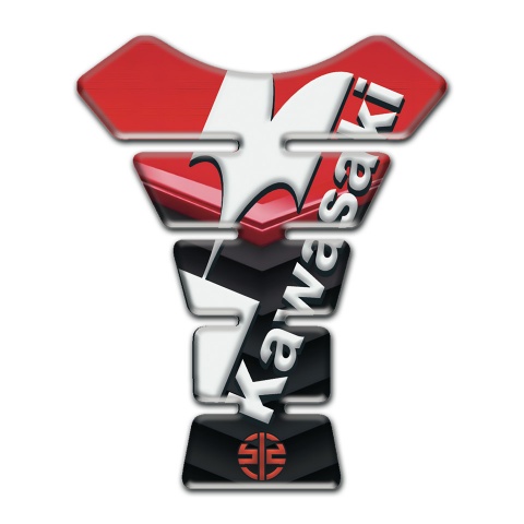 Kawasaki Tank Pad Motorbike Red Black Base White Logo Design 