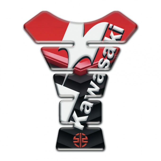 Kawasaki Tank Pad Motorbike Red Black Base White Logo Design