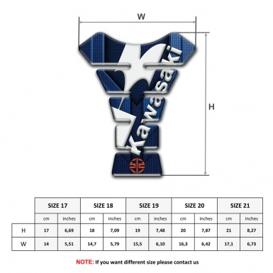 Kawasaki Tank Guard Pads Blue Print Base White Logo Design