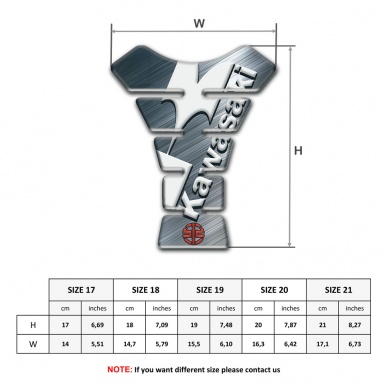 Kawasaki Tank Protector Polished Metal Effect White Logo Design