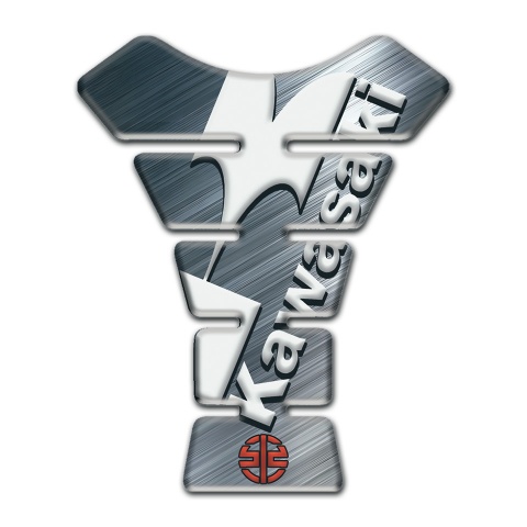 Kawasaki Tank Protector Polished Metal Effect White Logo Design 