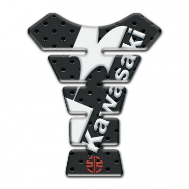 Kawasaki Tank Pad Protector Perforated Rubber Effect White Logo Design 