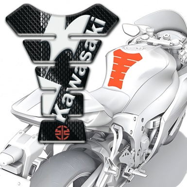 Kawasaki Tank Pad Motorbike Black Gray Carbon