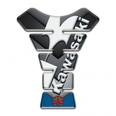 Kawasaki Tank Pad Motorbike Gray Blue V Shape Details Style