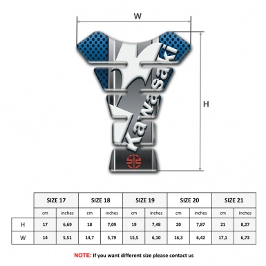 Kawasaki Tank Pad Motorbike Style Blue Perforated Base