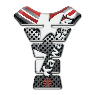 Kawasaki Tank Pad Motorbike Gray Red Design White Diagonal Logo