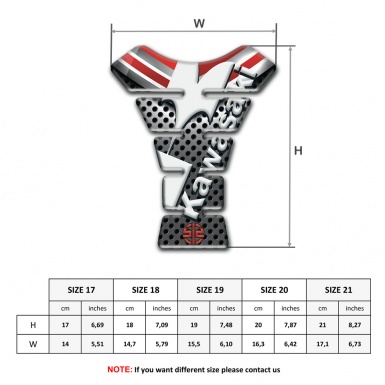 Kawasaki Tank Pad Motorbike Gray Red Design White Diagonal Logo