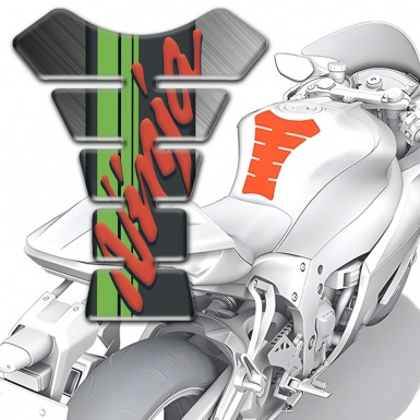 Kawasaki Tank Guard Pads Matte Base Green Tape and Ninja Logo