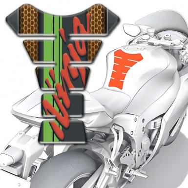 Kawasaki Tank Pad Motorbike Copper Honeycomb motive with Nija logo