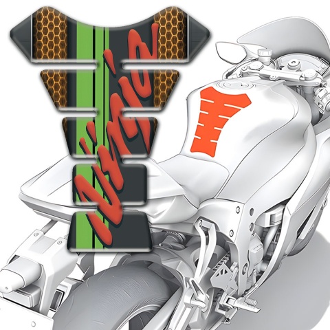 Kawasaki Tank Pad Motorbike Copper Honeycomb motive with Nija logo 