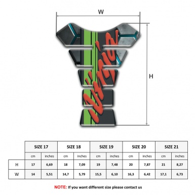 Kawasaki Tank Pad Motorbike Gray Elements with Turquoise Channels Design
