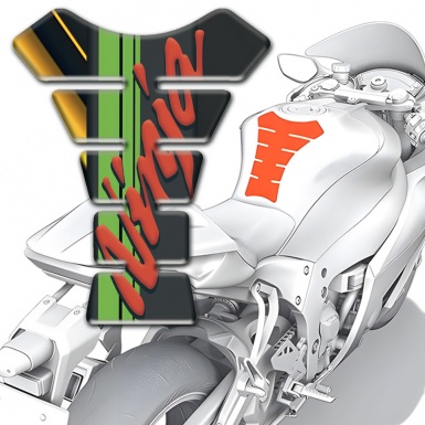 Kawasaki Tank Protector Yellow Diagonal Line Design with Ninja Red Logo