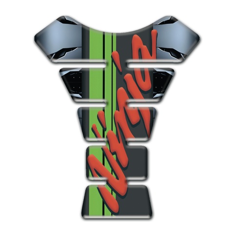 Kawasaki Tank Pad Protector Torn Background Effect with Red Nija Logo 