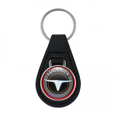 Ford Maverick Keychain Leather Black Red Lining Edition