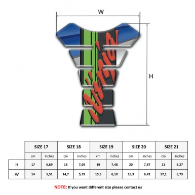Kawasaki Tank Guard Pads Gray Blue background Red Ninja logo
