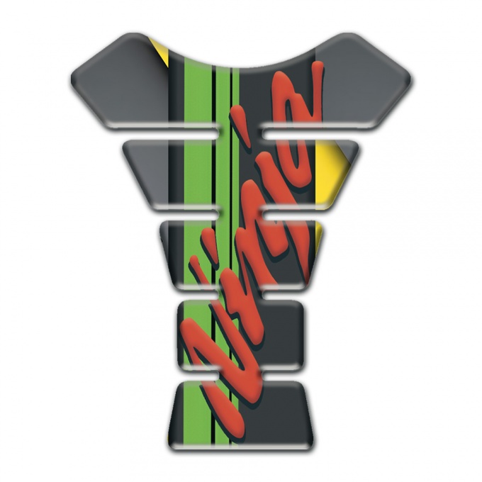 Kawasaki Tank Fuse Gray Yellow with Green Tape and Ninja Logo