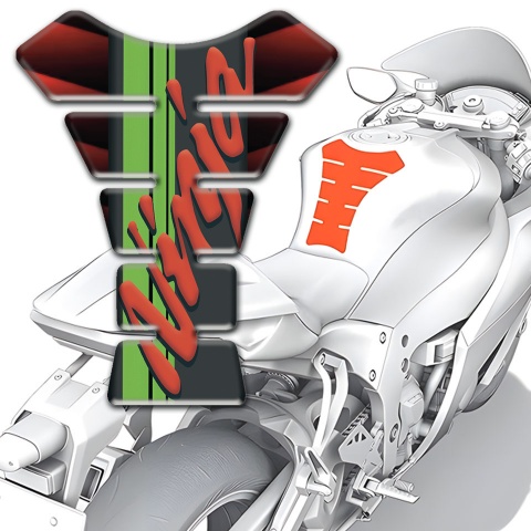 Kawasaki  Tank Pad Motorbike Red Clouds Base With Ninja Logo 