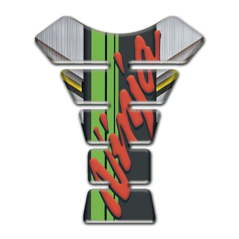 Kawasaki Tank Pad Protector Ninja Logo Silver Base Detail 