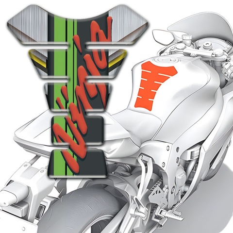 Kawasaki Tank Pad Protector Ninja Logo Silver Base Detail 